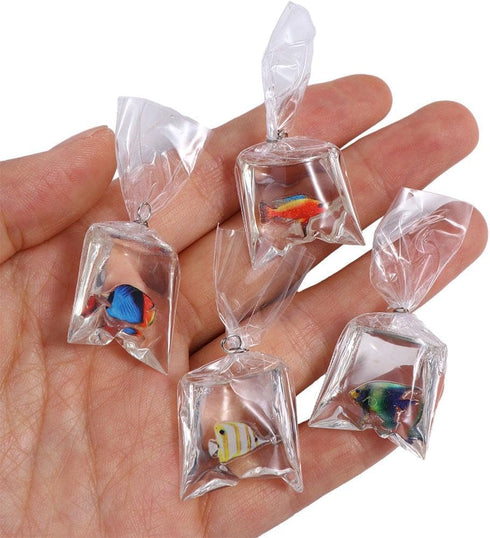 6 Pcs Resin Fish Water Bag Charms Pendants Funny Transparent Fish Charms for Earrings Bracelet Jewelry Making DIY Craft Finding Supplies...