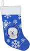 Caroline's Treasures SC9362-CS Bichon Frise Winter Snowflakes Holiday Christmas Stocking Fireplace Hanging Stockings Christmas Season Party Decor ...