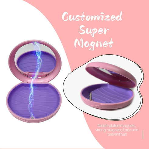 2 Pack Aligner Case with Mirror,Convenient Retainer Case for Invisalign Aligners, Night Guards, and Mouth Guards(1PC Pink Purple+1PC Purple Green)...