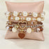 Bohemian Stackable Beaded Bracelets Set for Women Girl Multicolor Stretch Faux Pearl Heart Crystal Stretchy Bangles Multilayered Handmade Friendsh...