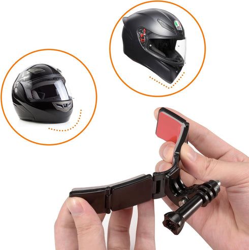 Motorcycle Helmet Chin Mount Kits with Adhesive Curved Pads Compatible with GoPro Hero 12, 11, 10, 9, 8, 7, (2018), 6 5, Hero Black, Session, Xiao...