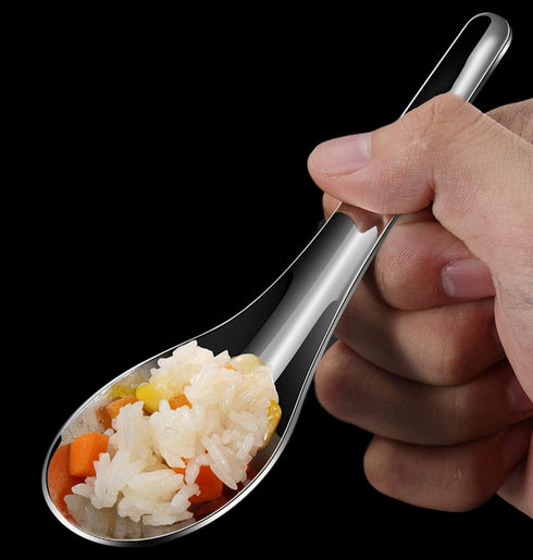 2 Pieces Stainless Steel Soup Spoons Dinner Spoons Soup Spoons Chinese Soup Spoon Asian Soup Spoon Table Spoons Tasting Spoon for Home Restaurant ...