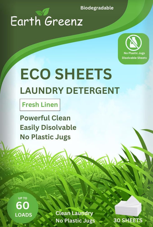 Laundry Detergent Sheets - Fresh Linen - No Plastic Jug (60 Loads) 30 Sheets...