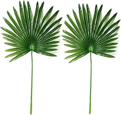 2Pack Artificial Flower Faux Leaves Artificial Palm Leaf Branches Plants Greenery Stems 27.9" Tall Tropical Plant Faux Leaves Hawaiian Luau for Gr...