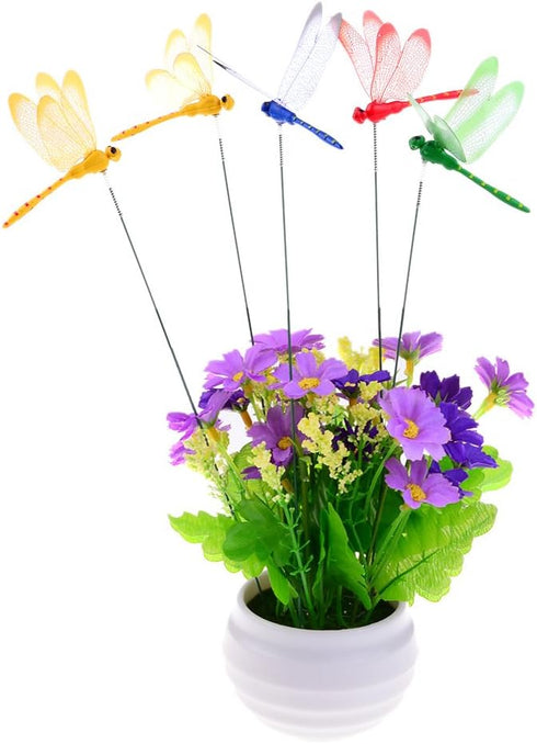 24pcs 3D Dragonfly Planter Dragonflies Garden Ornaments Patio Decoration 3D Dragonfly Garden Decor Dragonfly Stakes with Sticks...