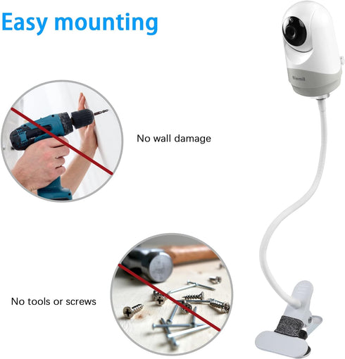 HOLACA Flexible Clip Mount for Hellobaby HB6550/HB65/HB66/HB248, Blemil Baby BL9052-2,JUAN2215 and VTimes302 Baby Monitor Camera Stand Bracket for...