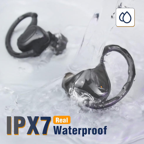 Wireless Earbuds with Earhooks for Small Ears, Deep Bass Stereo Wireless Earphones with Mic, IPX7 Waterproof, Noise Isolation, 3EQ Sound Settings,...