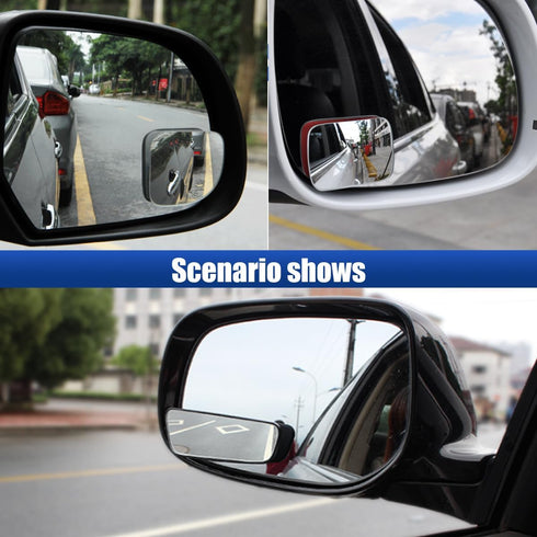 2PCS Fan Shaped Car Blind Spot Mirrors, HD Glass Frameless Convex Wide Angle Mirror, Adjustable Car Auxiliary Universal Rear View Mirror Exterior ...