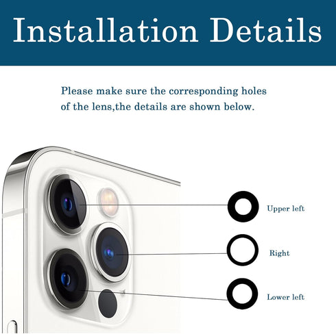 3 Pcs Camera Lens Glass Replacement for iPhone 13 Pro Max,13 Pro Max Back Rear Camera Lens Replacement Kit with Pre-Installed Adhesive, Back Glass...