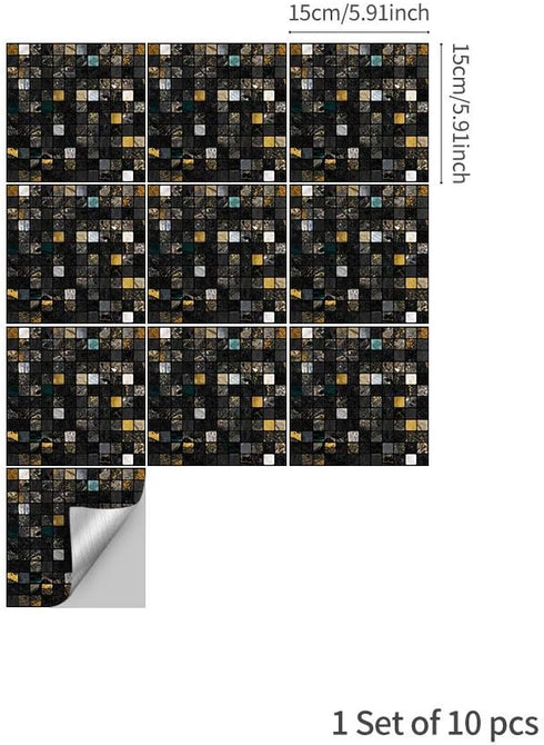 funlife 10Pcs Peel and Stick Kitchen Backsplash, Self-Adhesive Waterproof Tile Stickers, Retro Wall Decals for Home Bathroom Laundry Room Decor, 5...