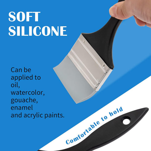 Falling in Art Silicone Paint Brush Set, Lined Edged Flexible Color Shapers, Flat Shaped Painting Tool for Water Based Acrylic Paints, Gouache, Oi...