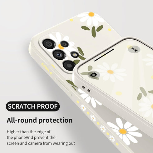 for Samsung Galaxy A53 5G Case Side Creative Design Soft Silicone Drop Protective Flower Case for Samsung A53 5G-Daisy White...