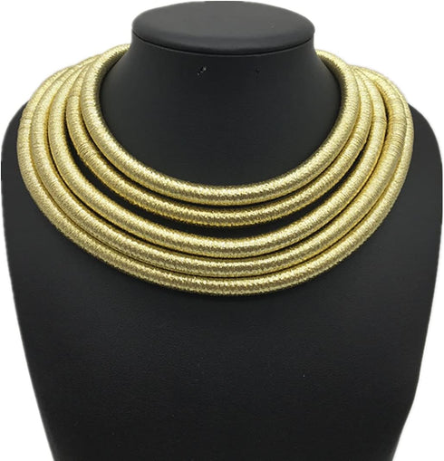 COLORFUL BLING Handwoven African Tribal Multilayer Chunky Statement Necklace Egypt Bib Collar Choker Costume Party Jewelry Accessories for Women...