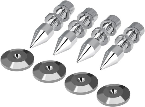 4 Pcs Chrome-Plated Copper Speaker Spike Set, Subwoofer CD Audio Amplifier HiFi Speaker Turntable Isolation Stand Cone Feet + Base Pad Shockproof ...
