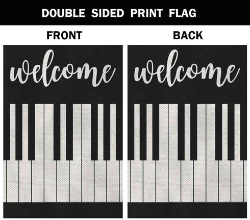 AOYEGO Welcome Garden Flag Small Vertical Double Sided 12.5 x 18 Inch Music Piano Musical Lover Burlap Yard Outdoor Decor...