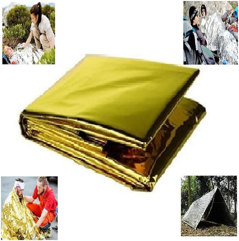 GALAXYLENSE Emergency Mylar Thermal Blanket for Survival First Aid Kits Army Outdoors Hiking Camping Bug Out Trauma Desert All Weather Condition P...