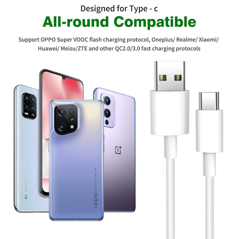 Jelanry USB C Cable USB Type C Cable, 6A 65W SuperVOOC/Warp Fast Charging 80W for OnePlus 11, Rapid Data Fast Charger Cable for Oppo Find X2 X3 Pr...