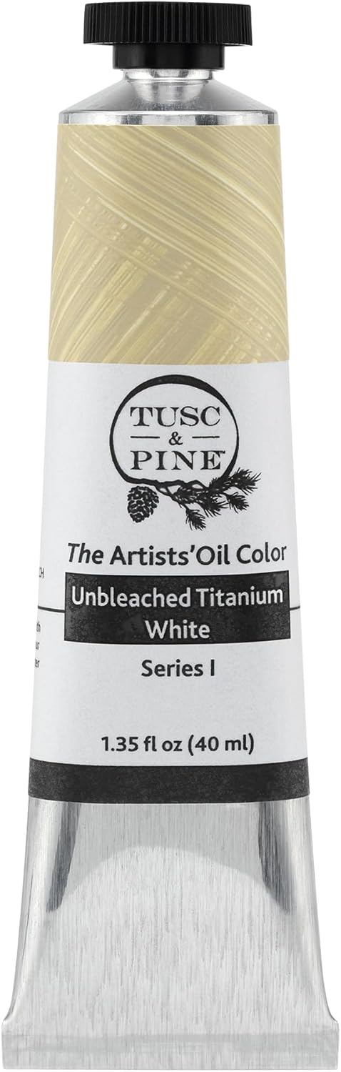 Tusc & Pine Artist Oil Paint - Unbleached Titanium White, 40 ml, Non-Yellowing, Rich & Creamy Consistency, Maximum Pigment Load, Small Batch Mille...