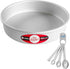 Lumintrailx Fat Daddios Round Cake Pan, 9 x 2 Inch, Silver, with a Lumintrail Measuring Spoon Set (PRD-92)...