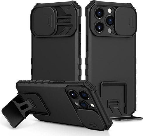 for iPhone 13 Pro Case with Slide Camera Cover, ArmourSilicone TPU Bumper Tough PC Cover with Kickstand, Military Shockproof Absorption Protective...