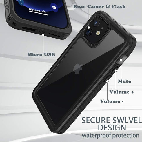 Diverbox for iPhone 12 Waterproof Case,Waterproof Shockproof Dustproof IP68 Full-Body Hard Case Built-in Screen Protector Underwater Outdoor Water...