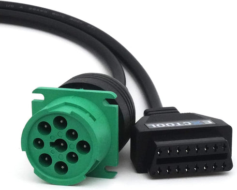 J1939 Splitter 9 Pin Green Type 2 Male Plug to Female and 16 Pin OBD2 Y Cable Adapter Converter for Commercial Truck Fleet ELD GPS Tracker...