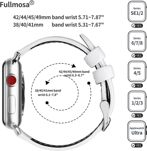 Fullmosa Compatible Apple Watch Band Leather 49mm 46mm 45mm 44mm 42mm 41mm 40mm 38mm for iWatch Ultra2/Ultra/SE/SE2/Series 10/9/8/7/6/5/4/3/2/1,42...