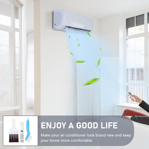 3 Pcs Air Conditioner Condenser Fin Cleaning Brush, Includes Stainless Steel Straighten Coil Comb Brush, Refrigerator Coil Cleaner Brush and Whisk...