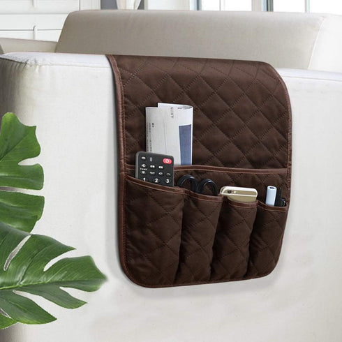 Sofa Armrest Organizer Non-Slip Arm Chair Bedside Caddy Storage Organizer for Recliner Couch with 5 Pockets for Cell Phone TV Remote Control Magaz...