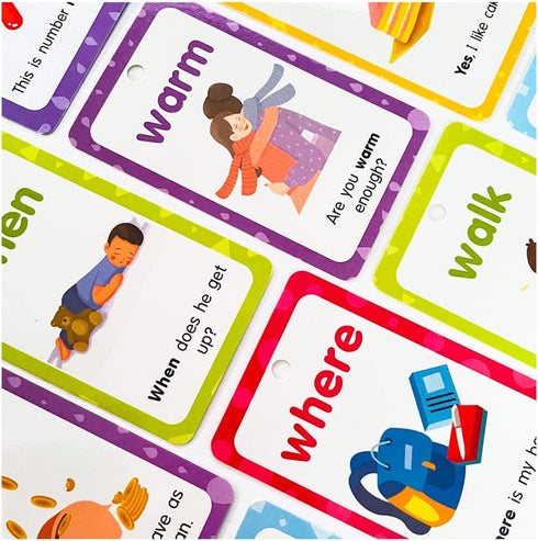 220 Sight Words Flashcards with Pictures and Sentences, 5 Levels High Frequency Words, Kindergarten to 1st Grade, Autism Learning Materials, Vocab...