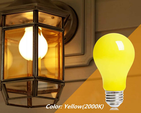 6 Packs 3W A60 LED Bug Light Bulbs Yellow LED Bulbs E26 Outdoor Bug Light Bulb 25W Equivalent 2000K Amber Glow Bug Light Bulb Night Light for Bedr...