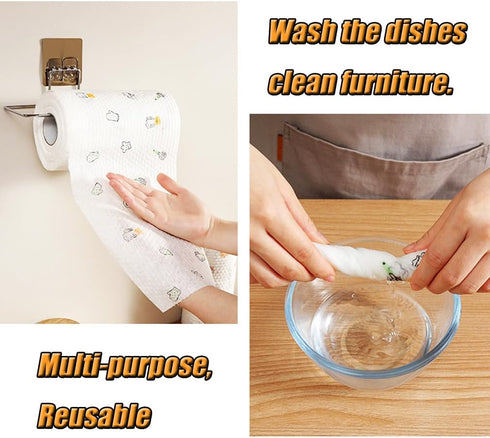 70 Sheets Disposable Towels Cleaning Cloth Dish Cloth Dish Towels Multi-Purpose Wipes and 5 PCS Reusable Microfiber Towels Wash Cloths for Home Ki...