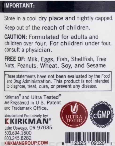 Kirkman Vitamin E 100 IU - Hypoallergenic || 100 Vegetarian Capsules || Supports Immune System || Gluten Free || Casein Free || Soy-Free...
