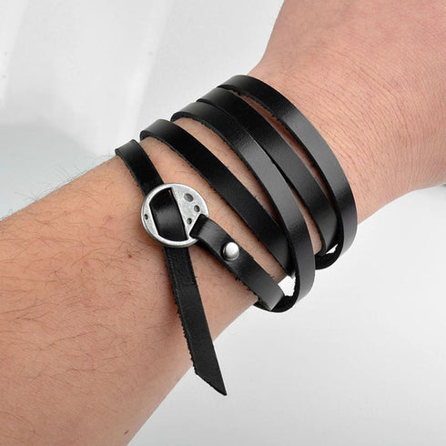 Rantanto Genuine Leather Wrap Bracelets Trendy Western Stackable Cuff Adjustable Boho Layered Bracelet Jewelry For Men Women...