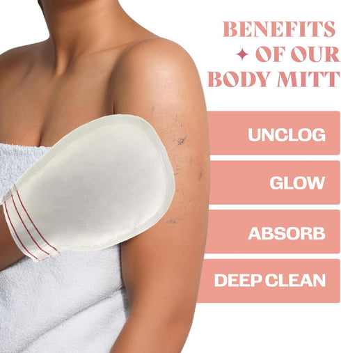 Exfoliating Glove (2 PCS) - Turkish Hammam Mitt for Bath, Exfoliating Body Scrubber Mitt, Dead & Dry Skin Remover for Body, Great for Spray Tan Re...