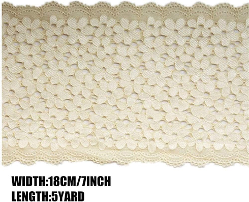 5 Yards Forget-me-not Floral Lace Ribbon Stretchy Embroidered Tulle Lace Trimming Fabric for Hair Accessories Sewing Crafts Wedding Party Decorati...