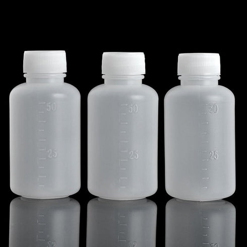 50Pcs 50ml PE Plastic Empty Small Mouth Graduated Lab Chemical Container Reagent Bottle Sample Sealing Liquid Medicine Bottles, Plastic Bottles, S...