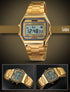 FANMIS Women's Men's Digital Electronic Square LED Sports Watch Multifunction Waterproof Daily Alarm Gold-Tone Watch...