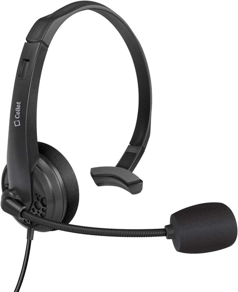 Cellet Wired Hands Free Headphones with 3.5mm Jack, compatible to Computer Cellphone Headphone PC Skype Webinar Smart Phone Call Center Use Hands ...