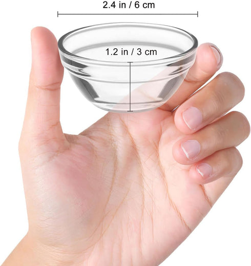 Set of 10 Mini Prep Bowls, 2.36 Inch Small Glass Bowls, Stackable Clear Pyrex Prep Mixing Bowls for Prep, Dessert, Dips, Nut and Candy Dishes, Dis...