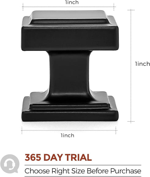 Home Expert Black Cabinet Knobs 5 Pack Kitchen Cabinet Knobs Square Black Knobs for Kitchen Cabinets and Drawers Matte Black Drawer Pulls and Knob...