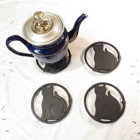 Black Cat Metal Trivet with Feet for Kitchen or Dining Table - Cast Iron - 5.6-Inches Across - More Than One Makes a Set for Countertop - Popular ...