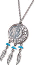 American Coin Treasures Buffalo Nickel Dream Catcher Coin Pendant Necklace - United States Silvertone Pendant With Feathers| Web Medallion Pendant...