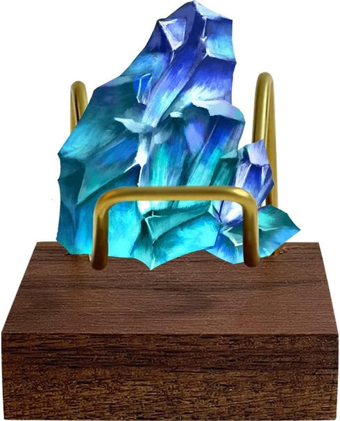 Brass Crystal Display Stand with Walnut Base Mineral Specimens Display Stand Rock Display Easel Metal Display Holder for Stones Geodes Fossils Sph...