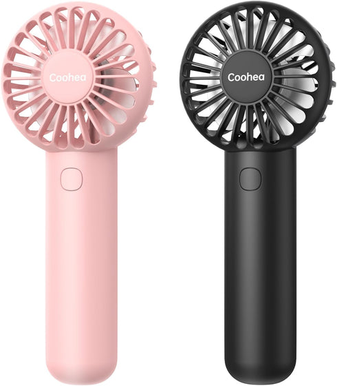 2-Pack Handheld Fan Portable Fan for Travel 3 Speeds Powerful Mini Fan Battery Operated Personal Fan USB Small Fan with Base Lanyard for Beach Tri...