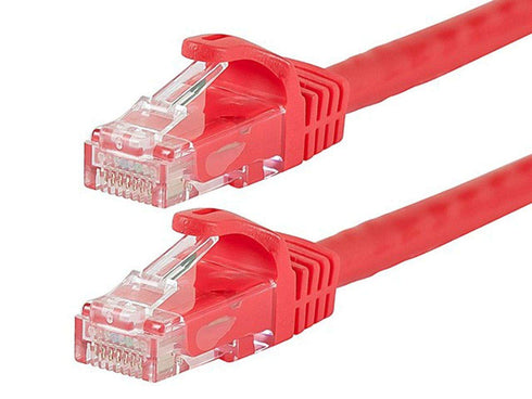 Monoprice Cat6 14ft Red Patch Cable UTP 24AWG 550MHz Pure Bare Copper Snagless RJ45 Flexboot Series Ethernet Cable- Pack of 1...