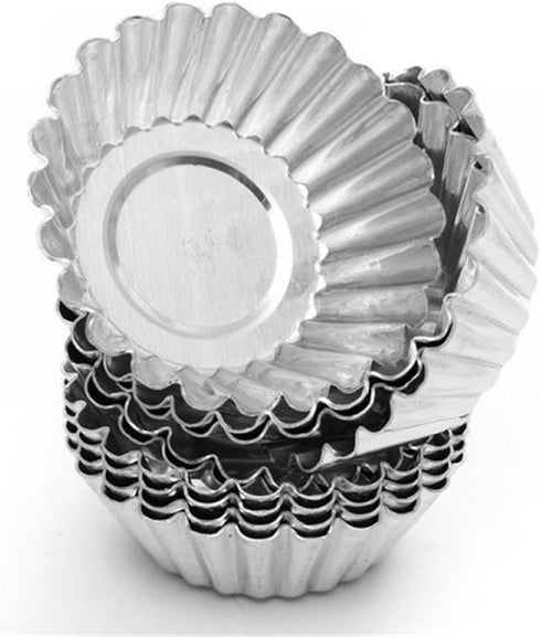 NNon-Stick Egg Tart Molds, Carbon Steel Mini Baking Cup, Reusable Baking Tinplate Round Muffin Cups, Cupcake Cake Muffin Mold Tin Pan for Pies, Ch...