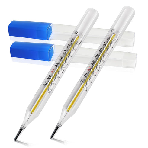 ?&? Clinical Glass Thermometer for Underarm 2PCS - Classic Non Digital Thermometer for Adults - Medical Fever Thermometer - Accurate Easy Reading ...