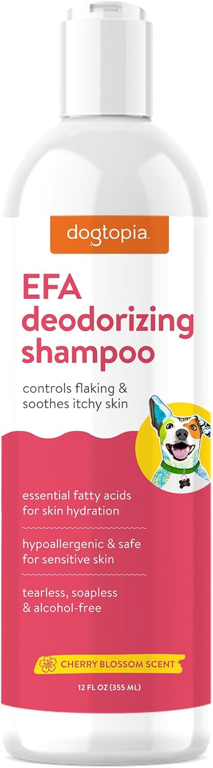 Essential Fatty Acid (EFA) Deodorizing Shampoo for Dogs and Pets (16oz) – Cherry Blossom Scent | Soothing Shampoo Rich with Moisturizing Emollient...