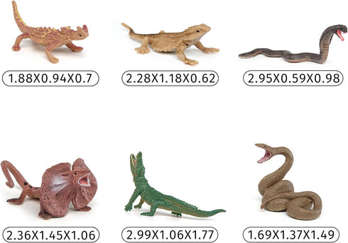 Mini Amphibians Set,6PCS Reptiles Animals Rainforest Wildlife Toy Set Lizard,Snake,Iguana,Crocodile,Party Favor for Kids Toddlers...